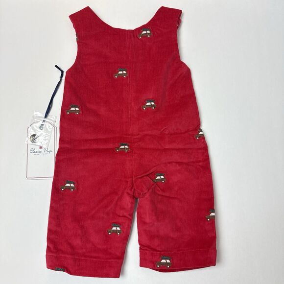 Classic Prep Tucker Longall 0-3M Red Christmas Tree Embroidery Corduroy Jumpsuit - Picture 9 of 13